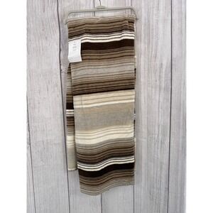 Docofil Throw Blanket 51x67 Brown Tan Striped Cotton Blend Portugal Neutral Cozy